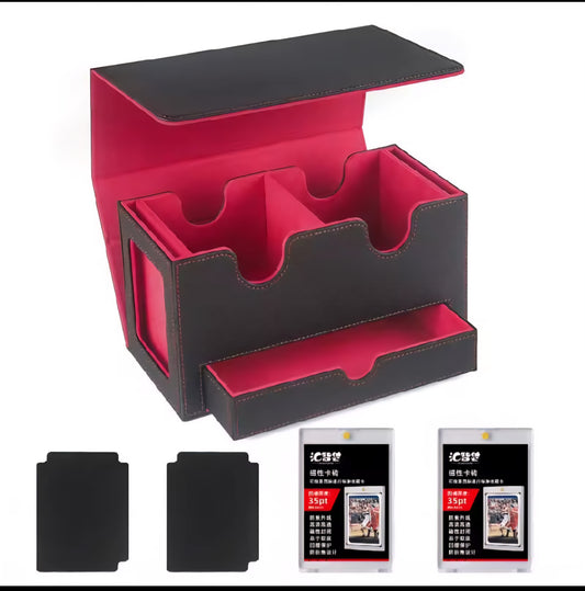 Kartendeckbox für MTG, doppelte Aufbewahrungsbox mit 2 Kommandant und 1 Würfeltablett, Organizer für TCG für one piece & pokemon