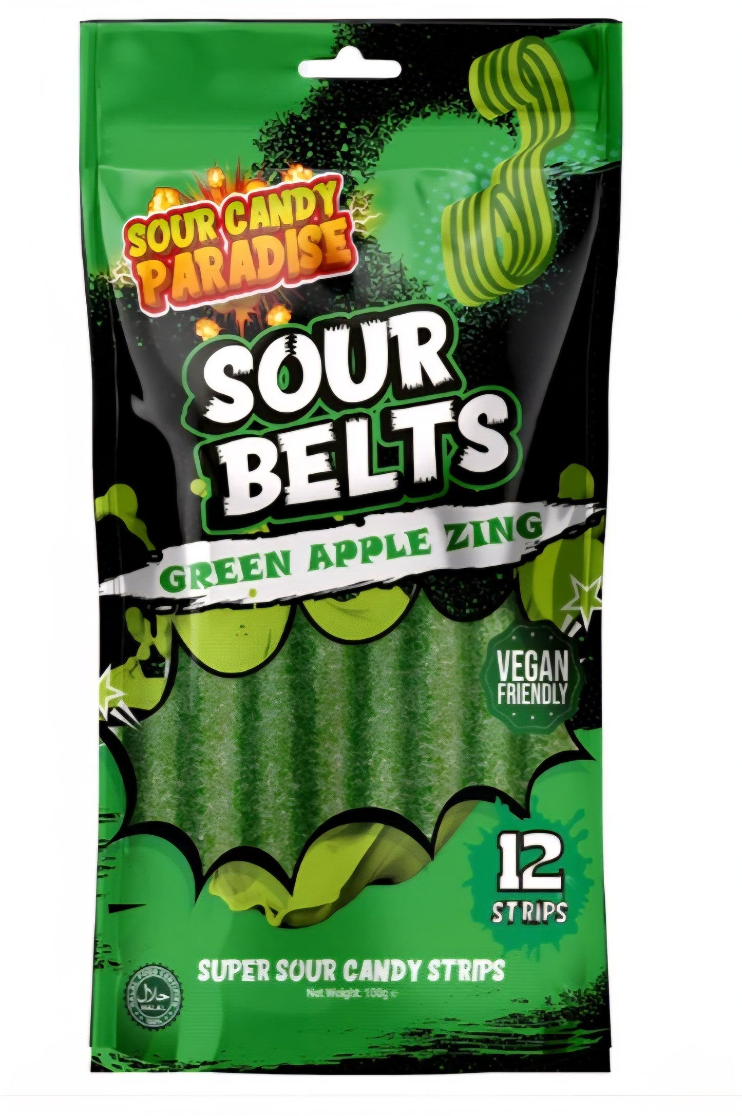 Sour Candy Paradise Sour Belts Green Apple 100g