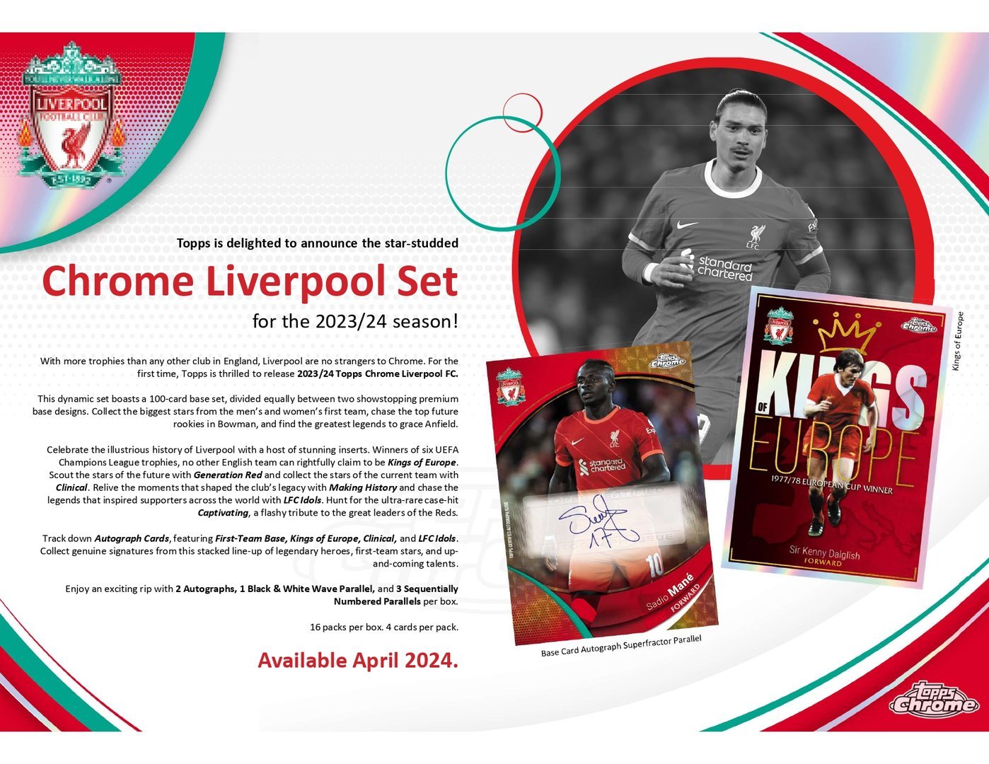 Topps FC Liverpool Chrome Hobby Box Booster 2023/24