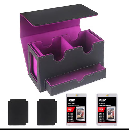 Kartendeckbox für MTG, doppelte Aufbewahrungsbox mit 2 Kommandant und 1 Würfeltablett, Organizer für TCG für one piece & pokemon